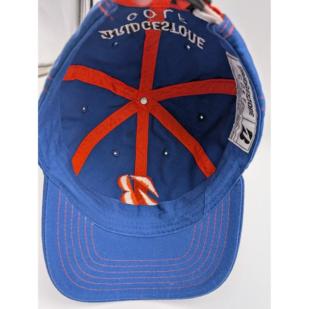 Bridgestone Golf Hat Blue Orange Embroidered Logo Adjustable Strapback Cap